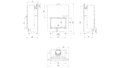 Kamineinsatz aus Stahl MBO - 15 kW Ø 200 - Stahlfront mit gebogenem Siebdruckglas