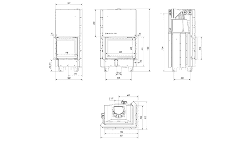 Kamineinsatz aus Stahl MBZ - 13 kW Ø 200 - Stahlfront mit Siebdruckglas