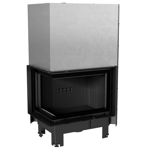 Kamineinsatz aus Stahl MBZ - 13 kW Ø 200 - Stahlfront mit gebogenem Siebdruckglas