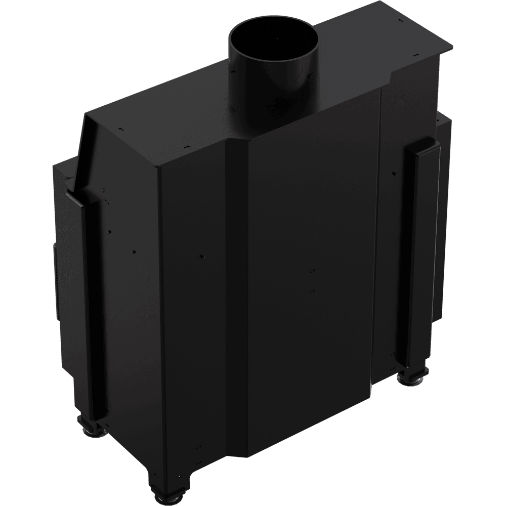 Kamineinsatz aus Stahl SIMPLE links 6 kW Ø 150 schwarz Verkleidung