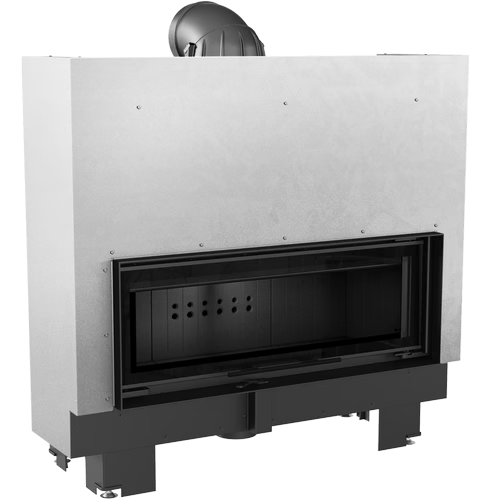 Kamineinsatz aus Stahl MB100 - 14 kW Ø 200 - Stahlfront mit Siebdruckglas