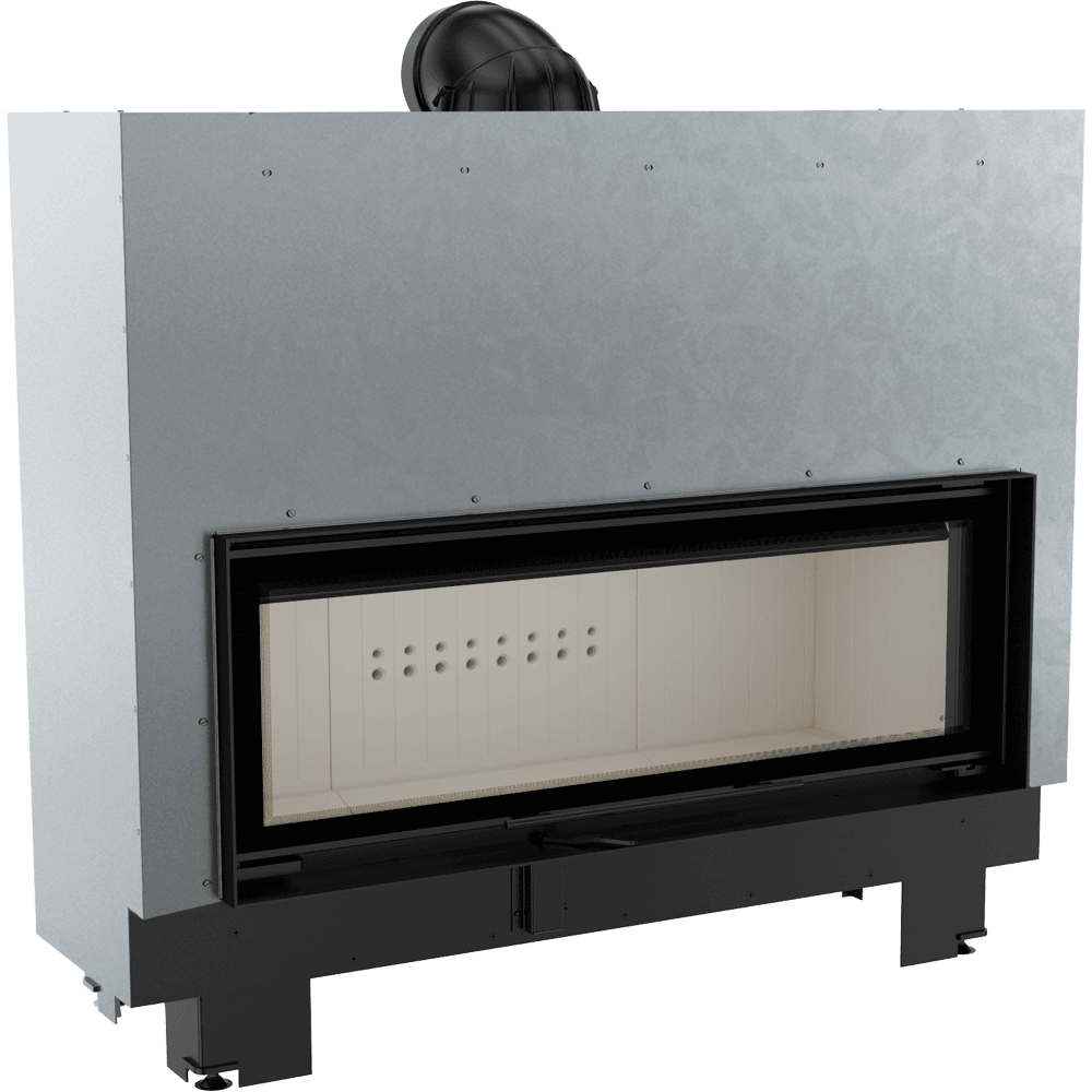 Kamineinsatz aus Stahl MB120 - 20 kW Ø 200 - Stahlfront mit Siebdruckglas