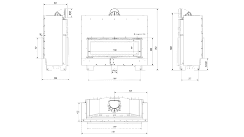 Kamineinsatz aus Stahl MB120 - 20 kW Ø 200 - Stahlfront mit Siebdruckglas