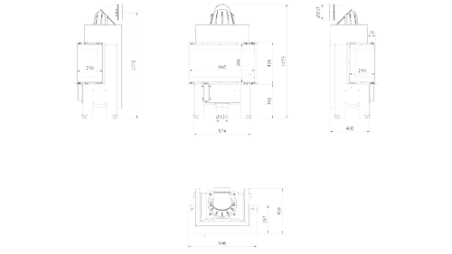 Kamineinsatz NBC 680/280 - 7 kW Ø 160 - Stahlfront mit Siebdruckglas