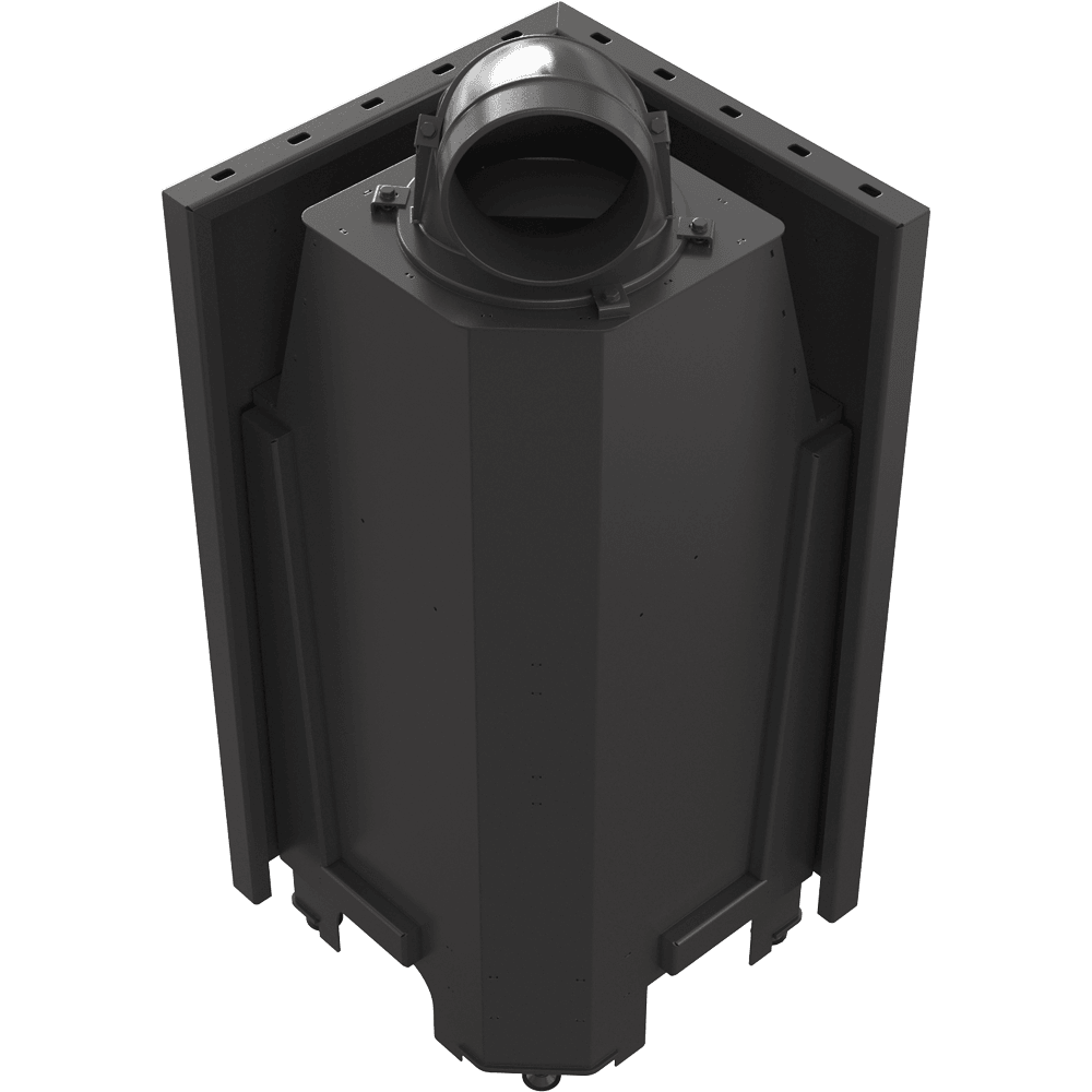 Kamineinsatz aus Stahl MBN - 8 kW Ø 200 - Stahlfront mit Siebdruckglas