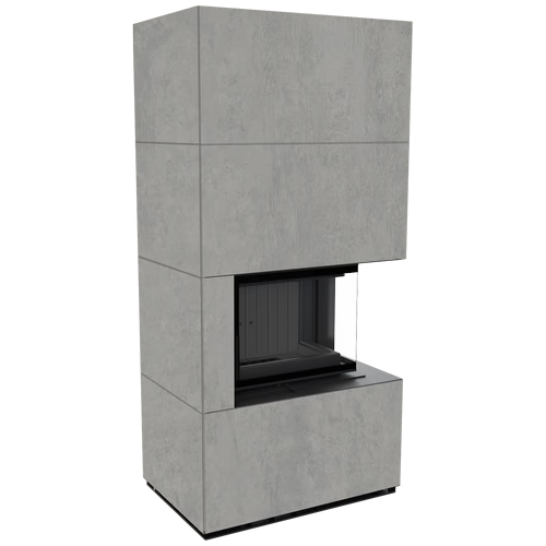 Kaminbausatz FLOKI BOX 8 kW Ø 160 Quarzsinter CEMENTO GRIGIO BOCCIARDATA