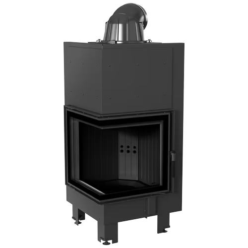 Kamineinsatz aus Stahl MBN - 8 kW Ø 200 - Stahlfront mit Siebdruckglas
