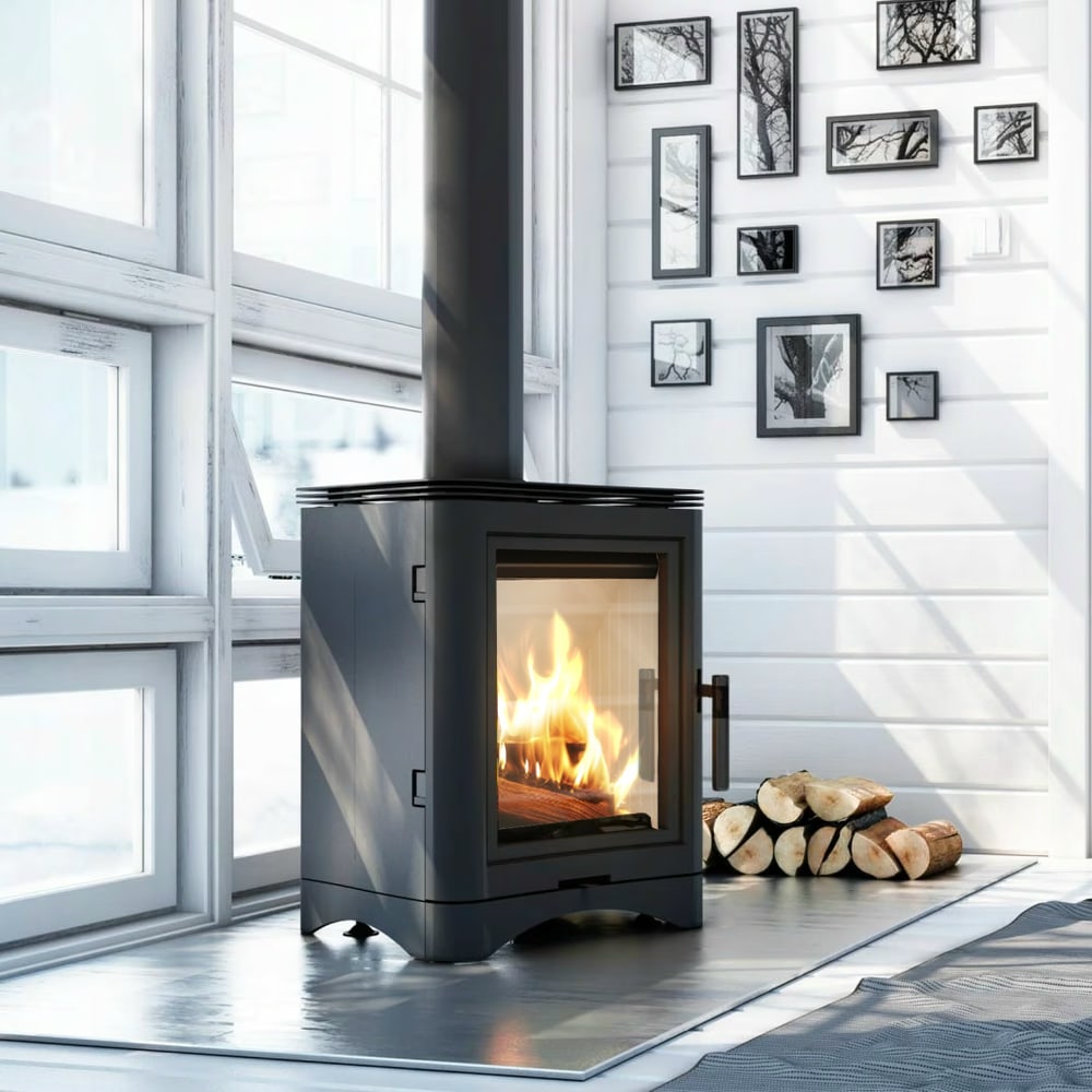 Gußeisen Kaminofen EKO K5 7 kW Ø 150 mit Zubehör