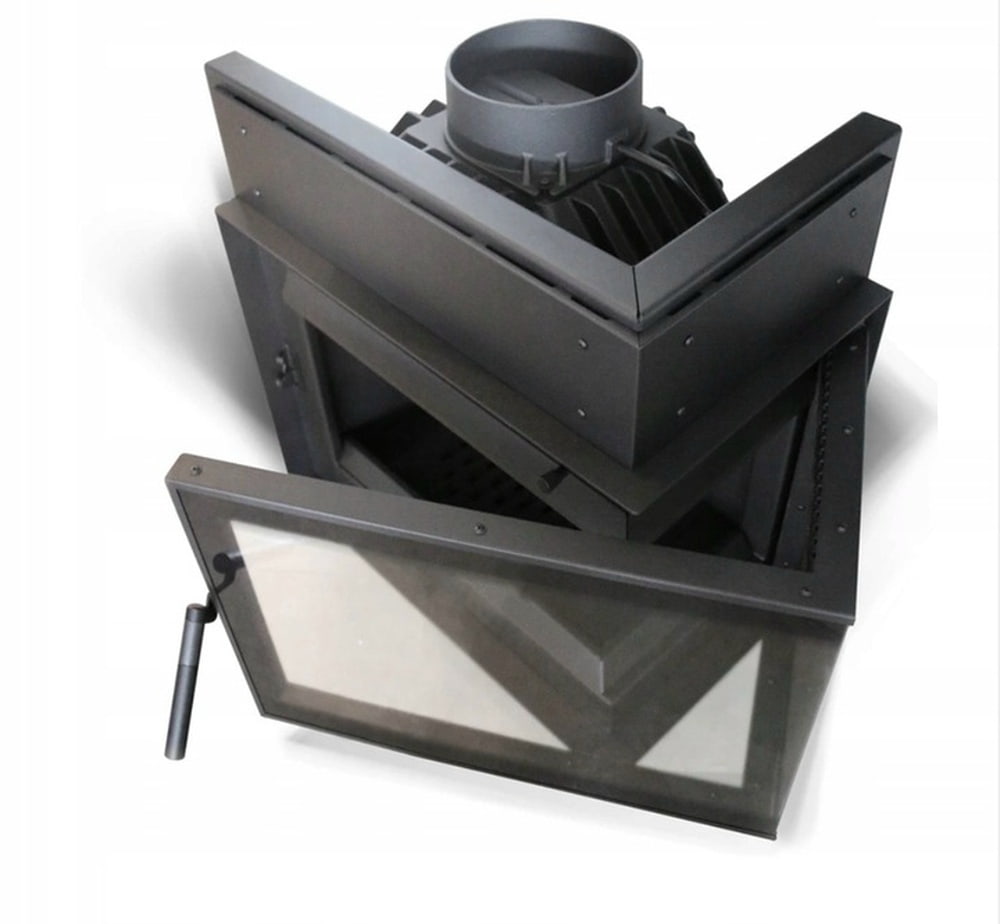 Kamineinsatz Gusseisen SIMPLE links 8 kW Ø 200 Einbausatz 1