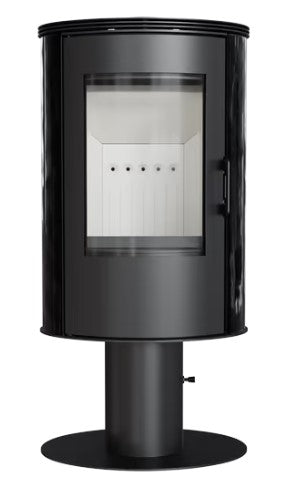 Kachelofen aus stahl drehbar AB S/N/O/DR/GLASS Ø 150 8 kW rot