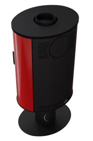 Kachelofen aus stahl drehbar AB S/N/O/DR/GLASS Ø 150 8 kW rot