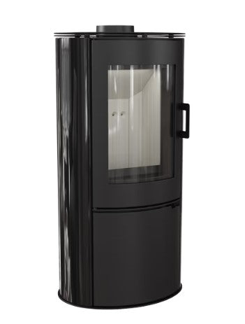 Kachelofen aus Stahl AB S/2 Ø 150 10 kW weiss Kachel