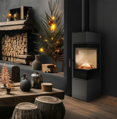 Kratki THOR - Kaminofen aus Stahl Ø 150 8 kW schwarz Verkleidung