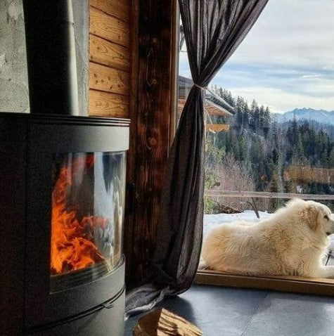 Kratki AB S/2 - Kaminofen aus stahl Ø 150 10 kW schwarz Verkleidung