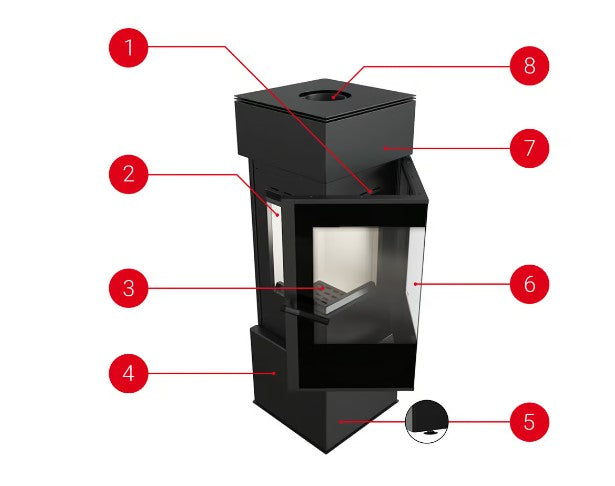 Kratki THOR - Kaminofen aus Stahl Ø 150 8 kW mit Türfeder