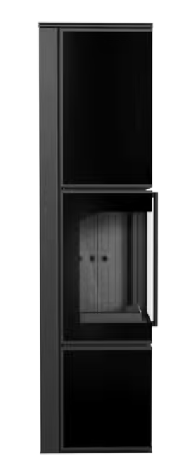 Kratki TORA/L - Kaminofen aus Stahl 8 kW Ø 150 Quarzsinter NATURALI PIETRA DI SAVOIA ANTRANCITE BOCCIARDATA schwarz Verkleidung Nein