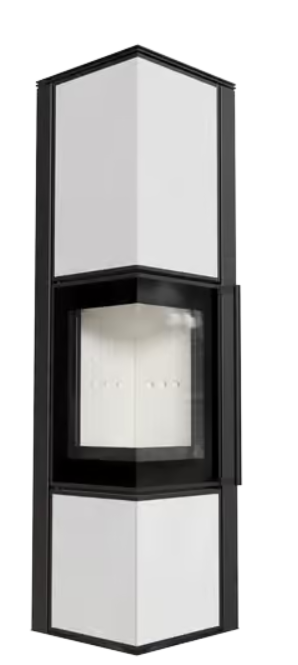 Kratki TORA/M - Kaminofen aus Stahl 8 kW Ø 150 Weißes Glaspaneel