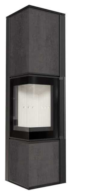 Kratki TORA/L - Kaminofen aus Stahl 8 kW Ø 150 Quarzsinter NATURALI PIETRA DI SAVOIA ANTRANCITE BOCCIARDATA Nein Weiss