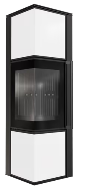 Kratki TORA/M - Kaminofen aus Stahl 8 kW Ø 150 Quarzsinter NATURALI PIETRA DI SAVOIA ANTRANCITE BOCCIARDATA schwarz Verkleidung Nein Schwarz