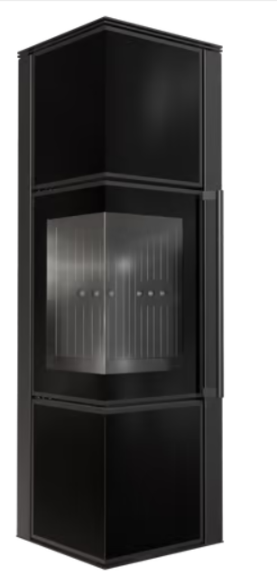 Kratki TORA/M - Kaminofen aus Stahl 8 kW Ø 150 Quarzsinter NATURALI PIETRA DI SAVOIA ANTRANCITE BOCCIARDATA schwarz Verkleidung Nein Schwarz