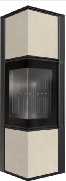 Kratki TORA/M - Kaminofen aus Stahl 8 kW Ø 150 Quarzsinter NATURALI PIETRA DI SAVOIA ANTRANCITE BOCCIARDATA schwarz Verkleidung Nein Schwarz