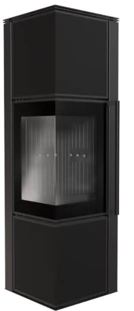 Kratki TORA/M - Kaminofen aus Stahl 8 kW Ø 150 Quarzsinter NATURALI PIETRA DI SAVOIA ANTRANCITE BOCCIARDATA schwarz Verkleidung Nein Schwarz