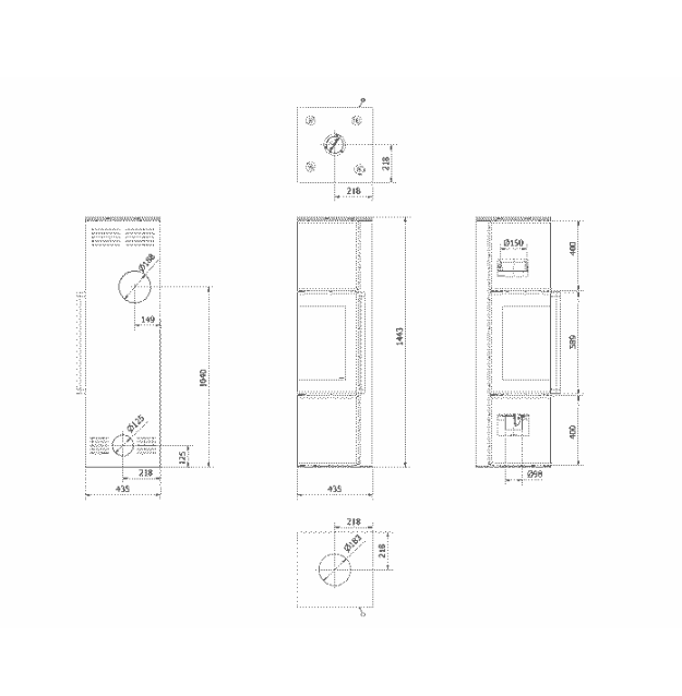 Kratki TORA/M - Kaminofen aus Stahl 8 kW Ø 150 Quarzsinter NATURALI PIETRA DI SAVOIA ANTRANCITE BOCCIARDATA schwarz Verkleidung Nein Schwarz