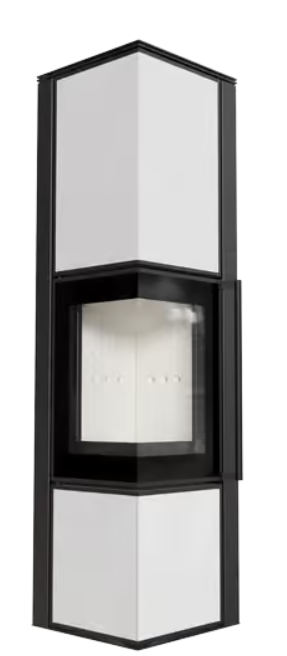 Kratki TORA/L - Kaminofen aus Stahl 8 kW Ø 150 Weißes Glaspaneel