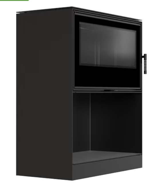 Kratki KARI 95 - Kaminofen aus Stahl Ø 180 14 kW Platz für Holz schwarz Verkleidung mit Türfeder