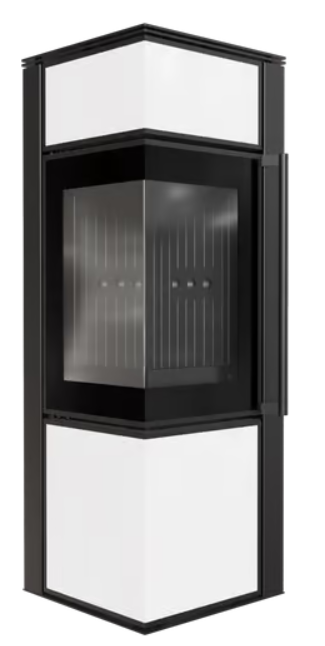 Kratki TORA/M - Kaminofen aus Stahl 8 kW Ø 150 Weißes Glaspaneel schwarz Verkleidung