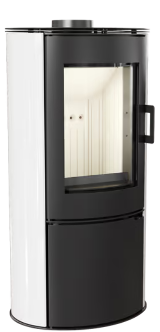 Kratki KOZA - Piec stalowy kaflowy biały koza AB Ø 150 8 kW, czarny termotec