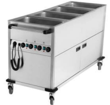 Bain Marie Station mit Rollen u. 4 Becken