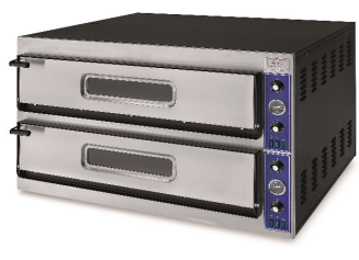 Pizzaofen Doppelkammer 2x (9 x Ø 330 mm) mit Thermometer