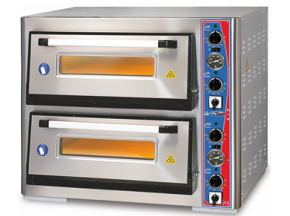 Pizzaofen Doppelkammer 4 + 4 x Ø 340 mm mit Thermometer und Schalter