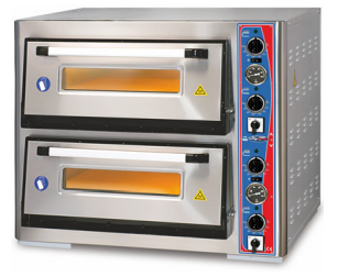 Pizzaofen Doppelkammer 6 + 6 x Ø 300 mm mit Thermometer und Schalter