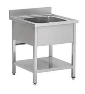 ECO Einzelspüle in 600 x 600 mit Bodenregal als Flat-Pack