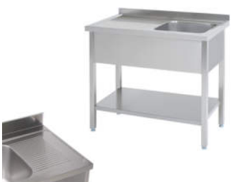 Spülbecken mit Ablage links und Bodenregal