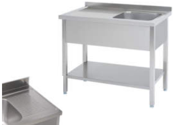 Spülbecken mit Ablage links und Bodenregal