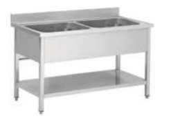 ECO Doppelspüle in 600 Tiefe mit Bodenregal als Flat-Pack