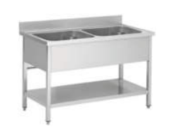 ECO Doppelspüle in 700 Tiefe mit Bodenregal als Flat-Pack