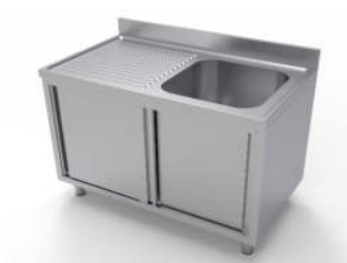 CO Einzelpülschrank mit Ablage links und Schiebetüren in 600 mm Tiefe