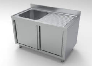 ECO Einzelpülschrank mit Ablage rechts und Schiebetüren in 600 mm Tiefe