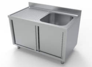 ECO Einzelpülschrank mit Ablage links und Schiebetüren in 700 mm Tiefe