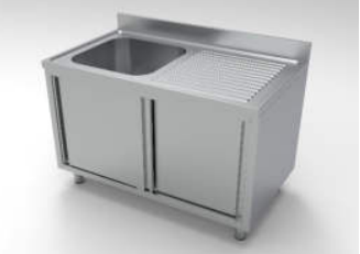 ECO Einzelpülschrank mit Ablage rechts und Schiebetüren in 700 mm Tiefe