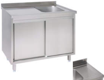 Einzelpülschrank mit Ablage links und Schiebetüren in 600 mm Tiefe