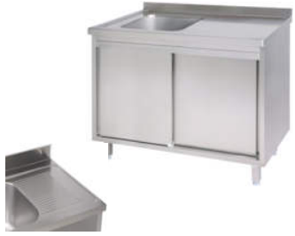 Einzelpülschrank mit Ablage rechts und Schiebetüren in 600 mm Tiefe