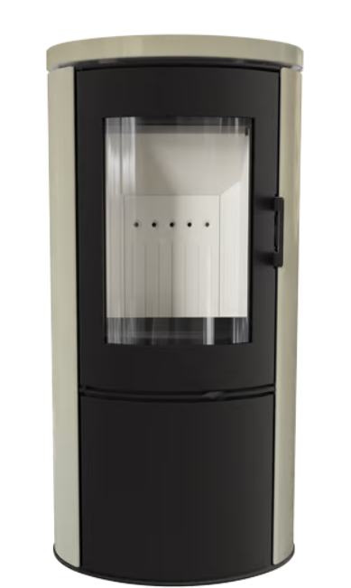 Kratki AB S/DR ECO - Kaminofen aus Stahl 5,5 kW Ø 150 Dekorative Fassadenverkleidung creme