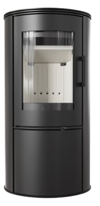 Kratki AB S/DR ECO - Kaminofen aus Stahl 5,5 kW Ø 150 Dekorative Fassadenverkleidung creme