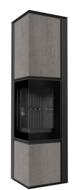 Kratki TORA/L - Kaminofen aus Stahl 8 kW Ø 150 Weißes Glaspaneel schwarz Verkleidung mit Türfeder