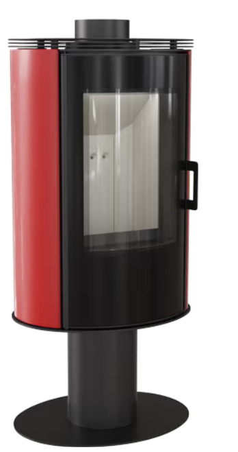 Kratki AB S/N/O/DR/GLASS - Kachelofen aus stahl drehbar Ø 150 8 kW schwarze Kachel